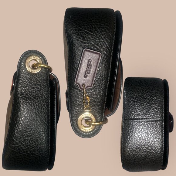 Coach Kleo 17 Bag C5691 Orange Suede Signature Canvas Convertible Handbag Fall - Picture 7 of 11